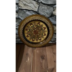 Vintage 9.5" "Wielobrzeg", Polish Wooden plate , Folk Art‎